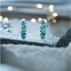 - Green Blue Zircon C-Hoop Earrings